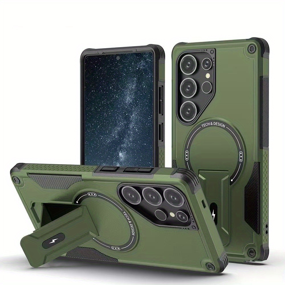 Magnetic Charging Stand - Modne etui z klapką, podstawką, pancerzem