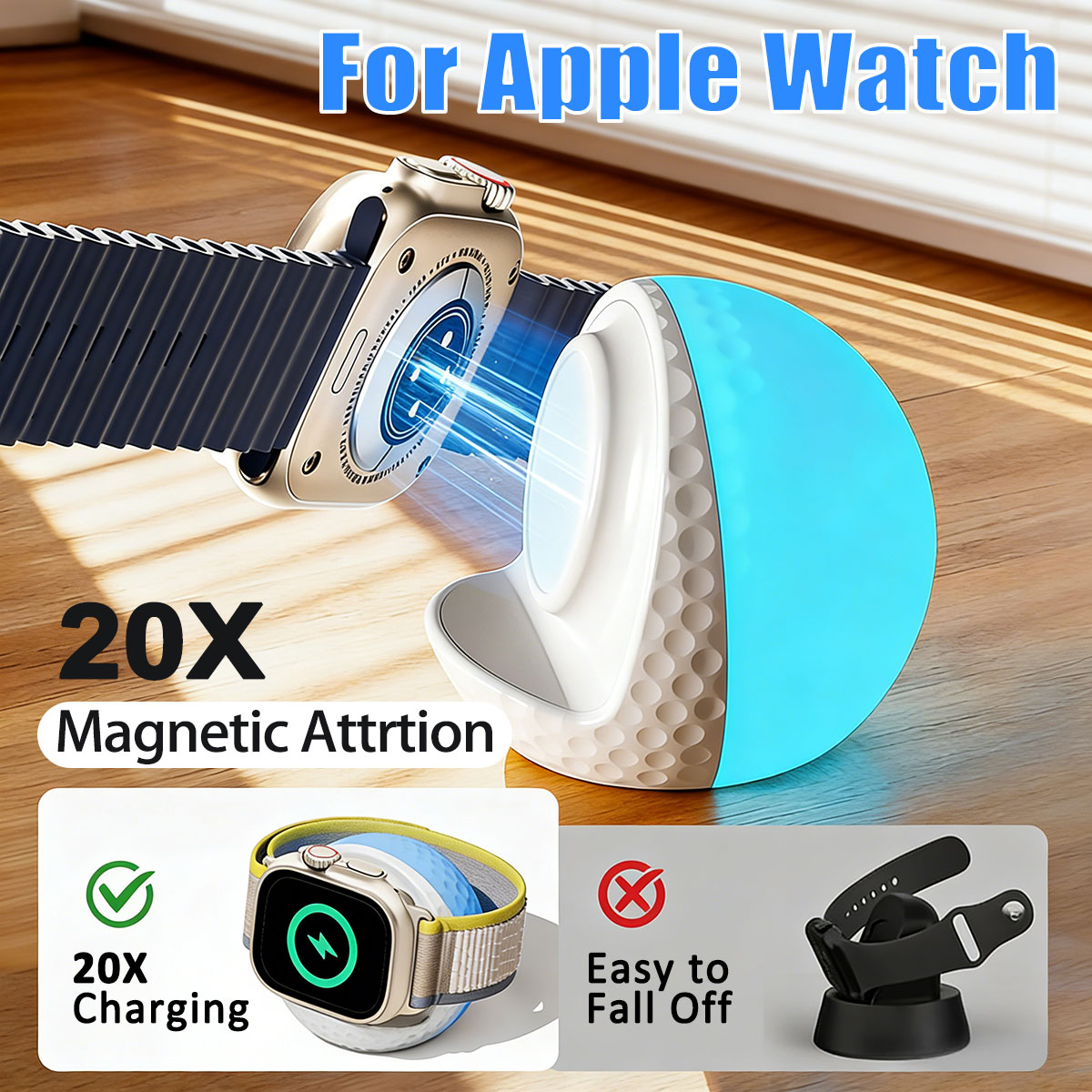 Wireless Charger Watch - Przenośna ładowarka bezprzewodowa z oświetleniem RGB
