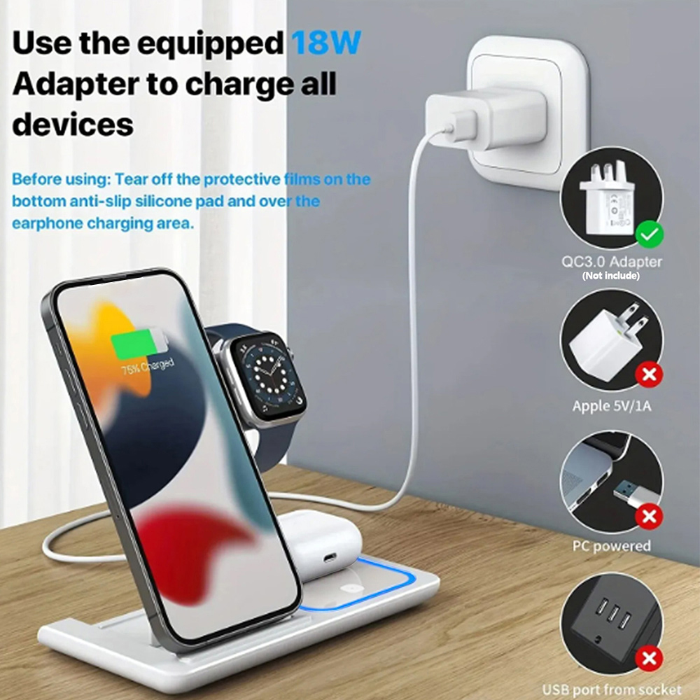 15W 3 w 1 Bezprzewodowa Stacja – Wireless Charger Watch recenzja i cena